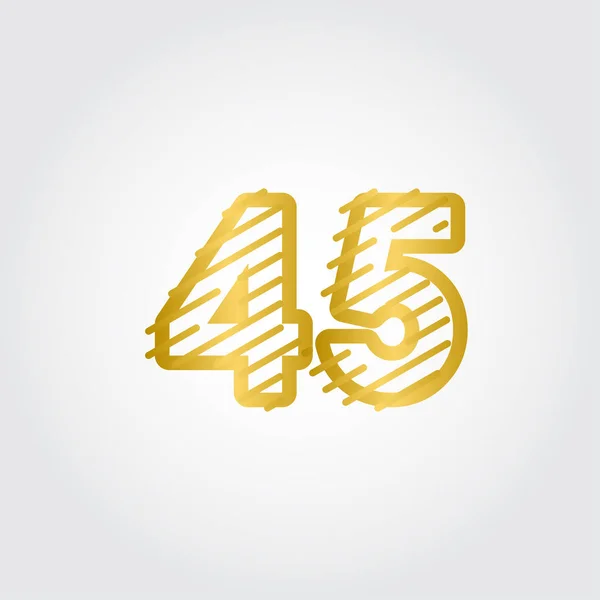 45 jahre jubiläum gold line design logo vektor vorlage illustration — Stockvektor