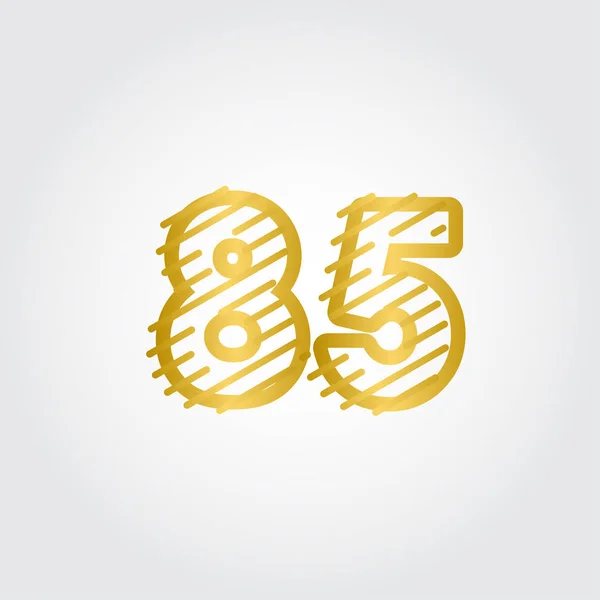 85 Jaar Verjaardag Gold Line Design Logo Vector Model Illustratie — Stockvector