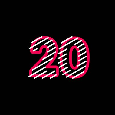 20 Yıl Yıldönümü Çizgisi Tasarımı Logo Vektör Şablonu İllüstrasyonu