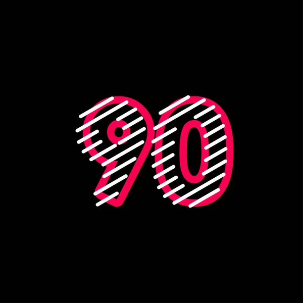 90 jaar Jubileum Line Design Logo Vector Sjabloon Illustratie — Stockvector
