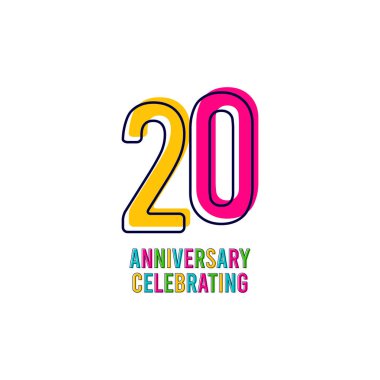 20 Yıl Çocuklar Yıl Yıldönümü Vektör Şablonu Tasarım Çizimi Kutlaması