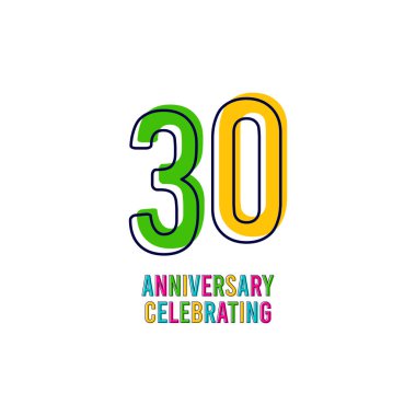 30 Yıl Çocuklar Yıl Yıldönümü Vektör Şablonu Tasarım Çizimi Kutlaması