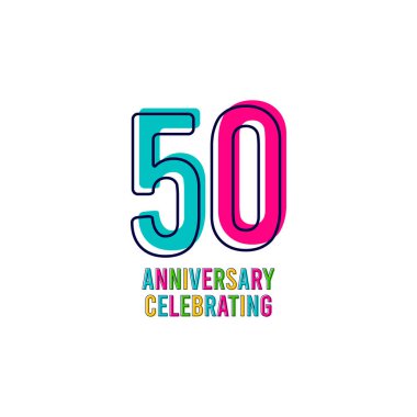 50 Yıl Çocuklar Yıl Yıldönümü Vektör Şablonu Tasarım Çizimi Kutlaması