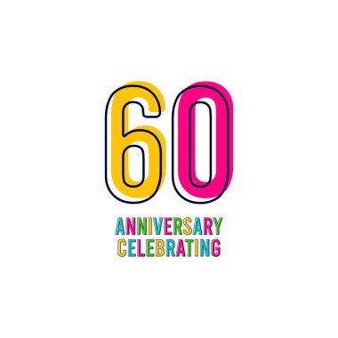 60 Yıl Çocuklar Yıl Yıldönümü Vektör Şablonu Tasarım Çizimi Kutlaması