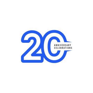 20 Yıl Yıldönümü Kutlamaları Vektör Şablon Tasarımı Çizimi