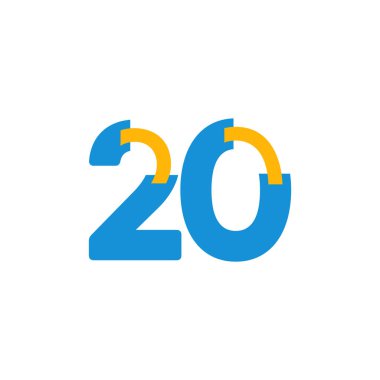 20 Yıl Yıldönümü Kutlaması Vektör Şablonu Tasarım Logosu Simgesi Simgesi