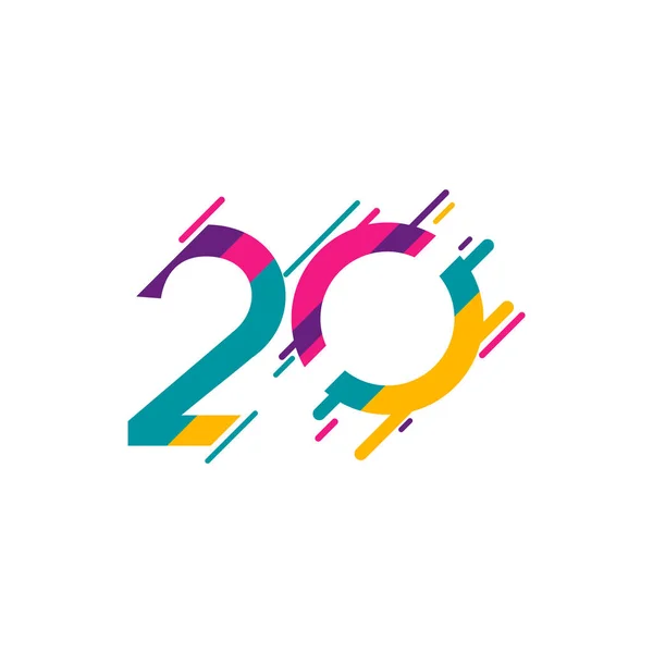 20 anni di celebrazione Vector Template Design Illustration — Vettoriale Stock