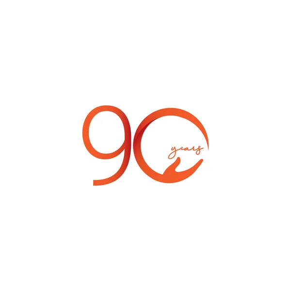 Perayaan Ulang Tahun 90 Tahun Nomor Vektor Templat Gambar Desain Ikon Logo - Stok Vektor