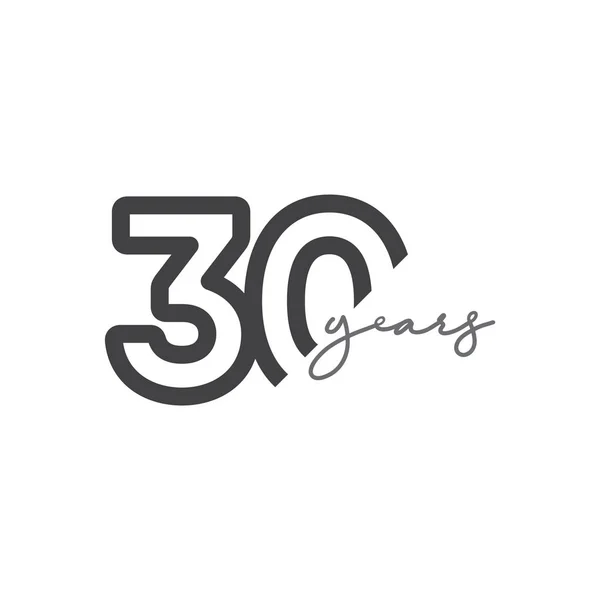 30 Years Anniversary Celebration Number Vector Template Design Illustration Logo Icon — Stock Vector