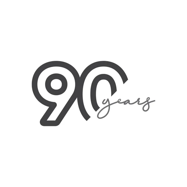 90 Χρόνια Επέτειος Εορτασμός Αριθμός Διάνυσμα Πρότυπο Σχεδιασμός Εικονογράφηση Λογότυπο εικονίδιο — Διανυσματικό Αρχείο