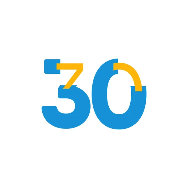 30 Jaar jubileum Celebration Number Vector Template Ontwerp Illustratie Logo Icon — Stockvector