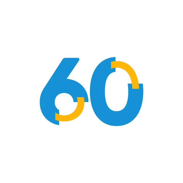 Icona del logo dell'illustrazione di progettazione del modello del modello del numero di celebrazione di 60 anni — Vettoriale Stock