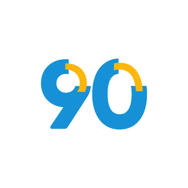 90 Anos Aniversário Celebração Número Vector Modelo Design Ilustração Logo Ícone —  Vetores de Stock