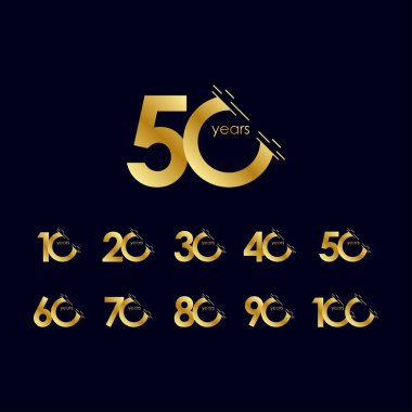 50 Yıl Yıldönümü Kutlaması Altın Vektör Şablonu Tasarım Çizimi