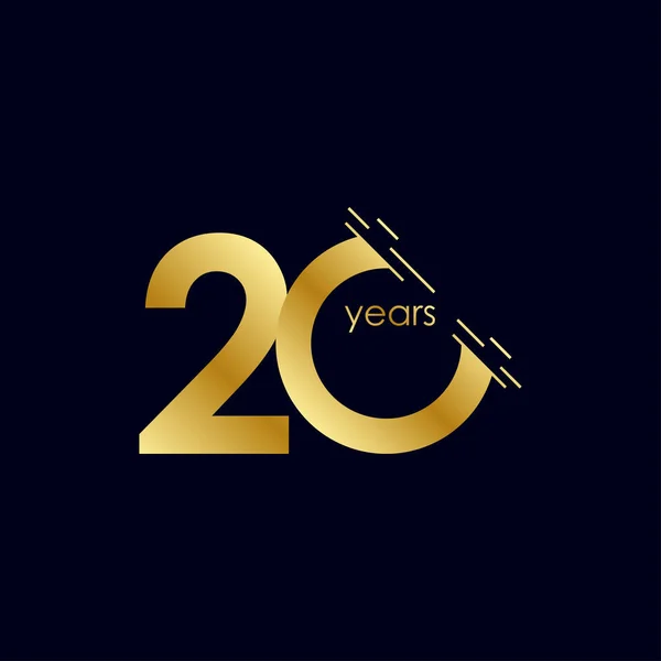 20 Anniversario Celebrazione Gold Vector Template Design Illustrazione — Vettoriale Stock