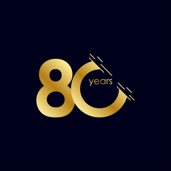 80 Jahre Jubiläumsfeier Gold Vector Template Design Illustration — Stockvektor