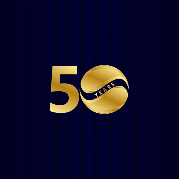 50 Años Aniversario Celebración Caramelo Oro Vector Plantilla Diseño Ilustración — Vector de stock