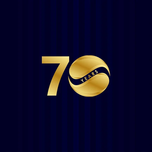 70 Anos Aniversário Celebração Candy Gold Vector Template Design Ilustração — Vetor de Stock