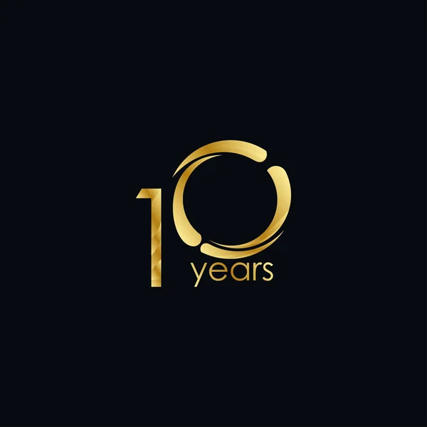 10 jaar jubileum viering gouden vector sjabloon ontwerp illustratie — Stockvector
