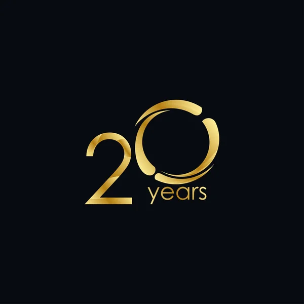 20 Anos Aniversário Celebração Gold Vector Template Design Ilustração —  Vetores de Stock