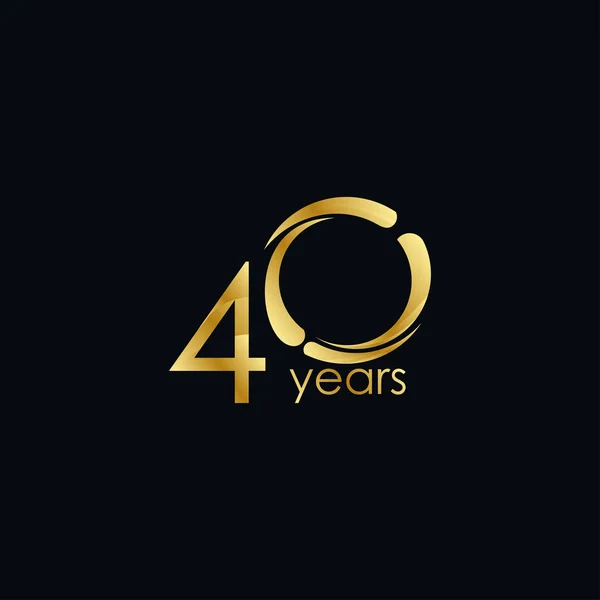 40 År Årsdagen Firande Guld Vektor Mall Design Illustration — Stock vektor