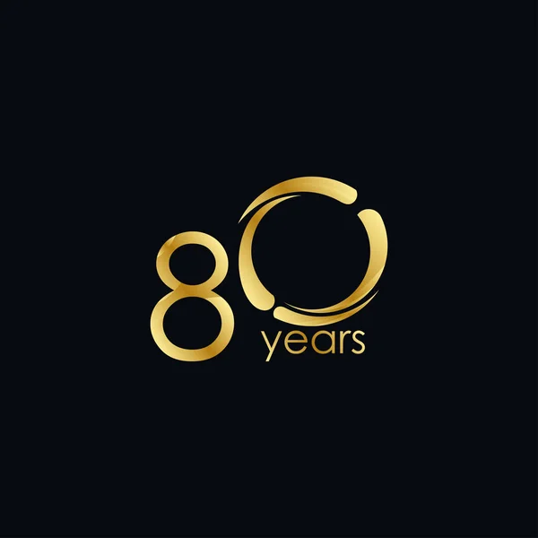 80 Jahre Jubiläumsfeier Gold Vector Template Design Illustration — Stockvektor