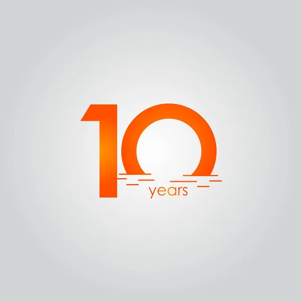 10 Years Anniversary Celebration Sunset Orange Vector Template Design Illustration