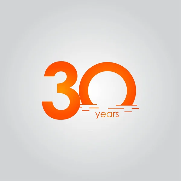 30 År Årsdagen Firande Solnedgång Orange Vektor Mall Design Illustration — Stock vektor