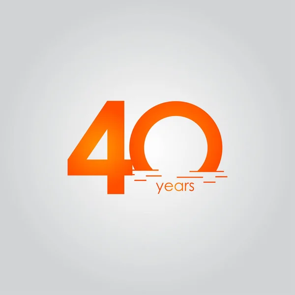 40 Años Celebración del Aniversario Sunset Orange Vector Template Design Illustration — Vector de stock