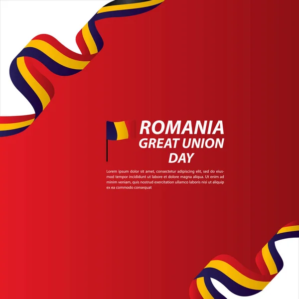 Rumania Gran Unión Día de la Independencia Banner Vector Plantilla Diseño Ilustración — Vector de stock