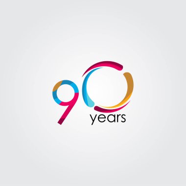 90. Yıldönümü Kutlama Vektör Şablonu Tasarım İllüstrasyonu