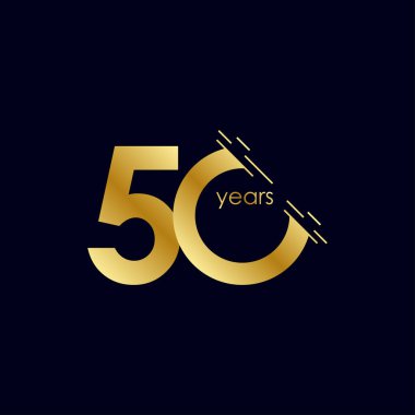50 Yıl Yıldönümü Kutlaması Altın Vektör Şablonu Tasarım Çizimi