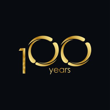 100 Yıl Yıldönümü Kutlaması Altın Vektör Şablonu Tasarım Çizimi