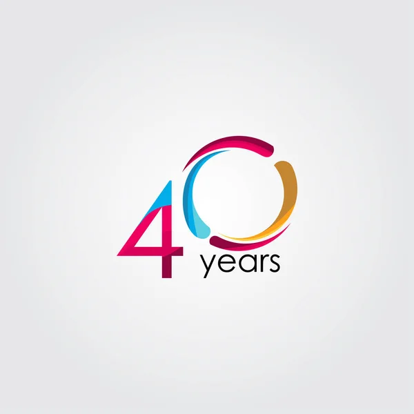 40 años de celebración del aniversario Vector Template Design Illustration — Archivo Imágenes Vectoriales