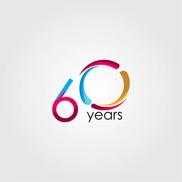 60 años celebración aniversario Vector Plantilla Diseño Ilustración — Vector de stock
