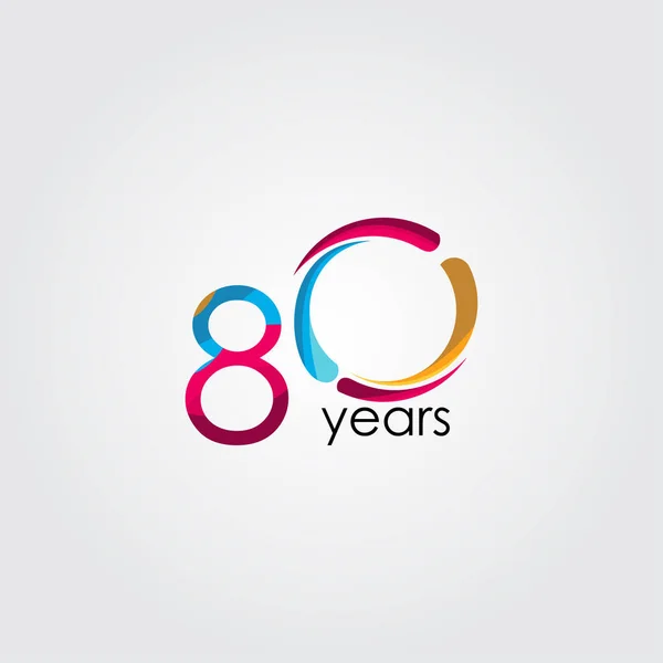 80 años de celebración del aniversario Vector Template Design Illustration — Vector de stock
