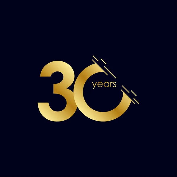 30 Anos Aniversário Celebração Gold Vector Template Design Ilustração —  Vetores de Stock