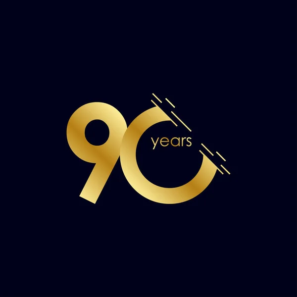 90 Jahre Jubiläumsfeier Gold Vector Template Design Illustration — Stockvektor