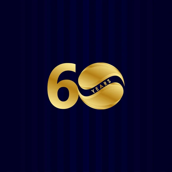 60 Anniversario Celebrazione Candy Gold Vector Template Design Illustrazione — Vettoriale Stock