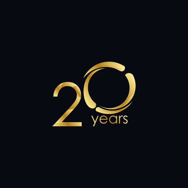 20 År Årsdagen Firande Guld Vektor Mall Design Illustration — Stock vektor