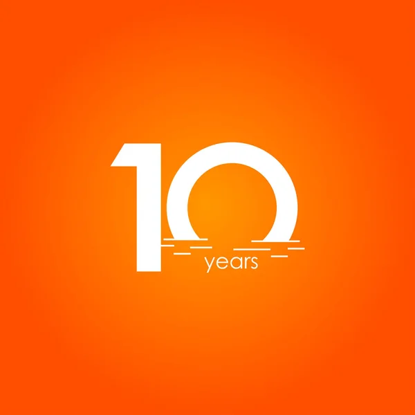 10 Años Celebración del Aniversario Sunset Gradient Vector Template Design Illustration — Archivo Imágenes Vectoriales