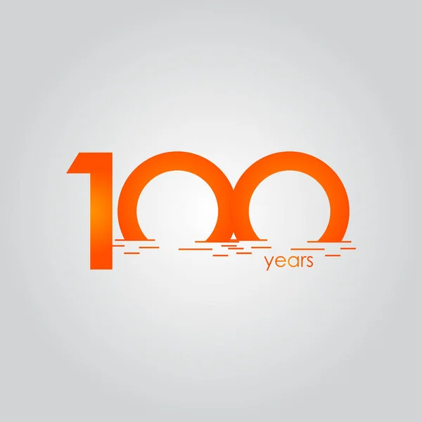 100 Yıl Yıldönümü Kutlaması Günbatımı Turuncu Şablon Tasarım Çizimi — Stok Vektör
