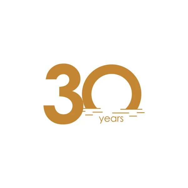 30 Años Celebración del Aniversario Sunset Vector Template Design Illustration — Archivo Imágenes Vectoriales