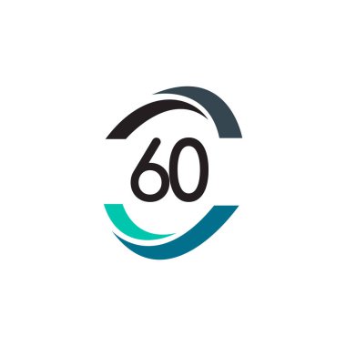 60 Yıl Yıldönümü Kutlamaları Vektör Şablon Tasarımı Çizimi