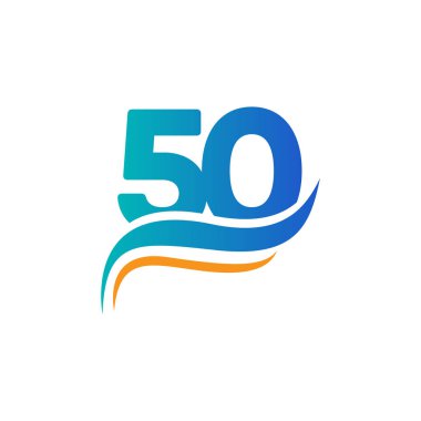 50 Yıl Yıldönümü Kutlamaları Vektör Şablon Tasarımı Çizimi