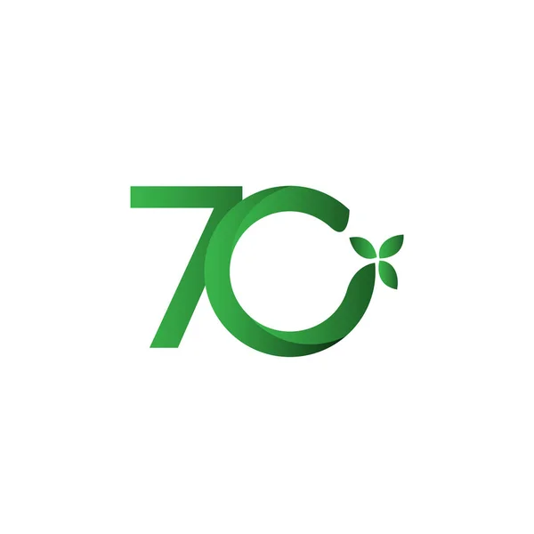 70 Anos Anniversary Verde Leave Vector Template Design Ilustração — Vetor de Stock