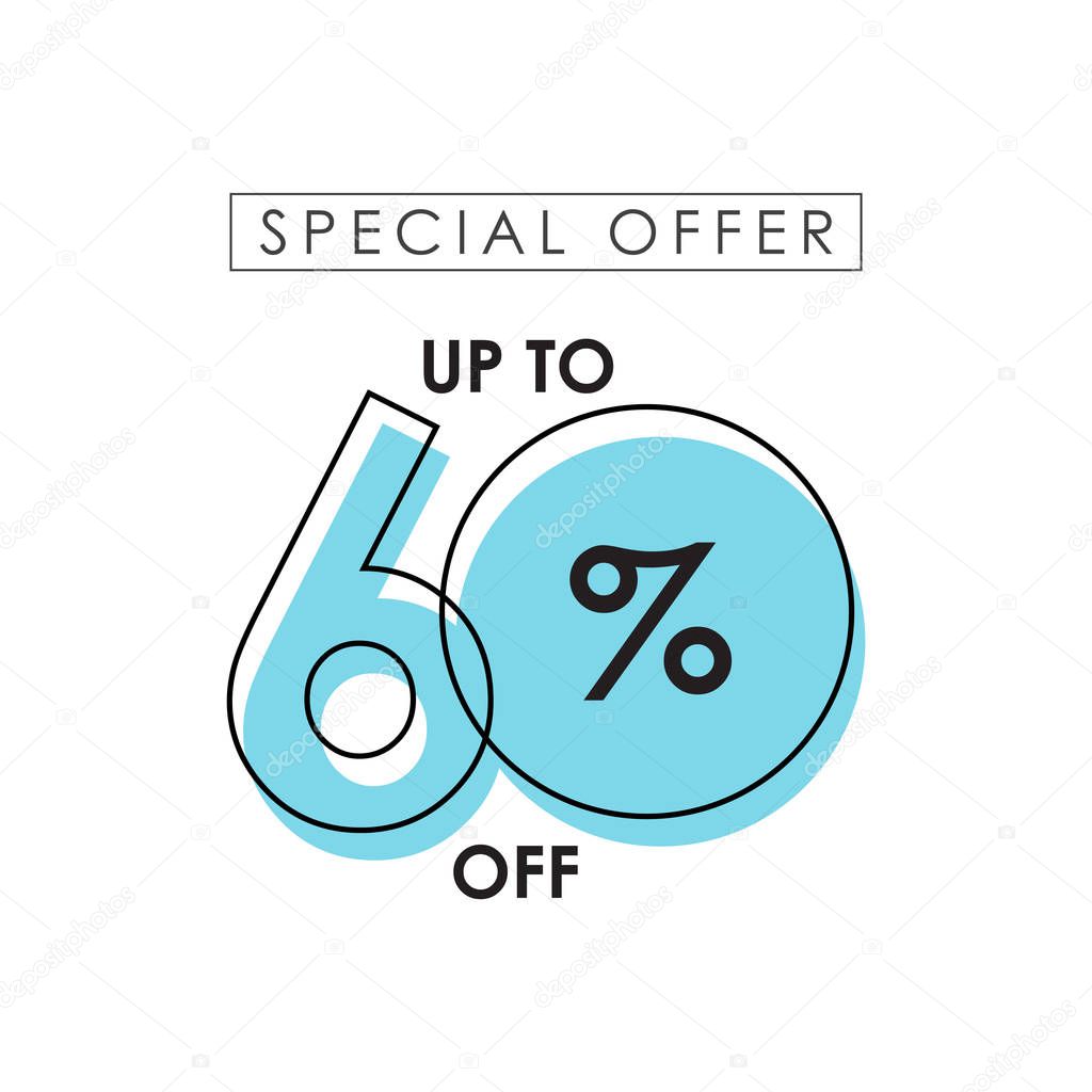 Discount up to 60% off Special Offer Vector Template Design Illustration