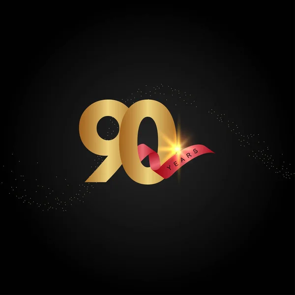 90 Χρόνια Επέτειος Εορτασμός Χρυσό Διάνυσμα Εικονογράφηση Πρότυπο Σχεδιασμός — Διανυσματικό Αρχείο