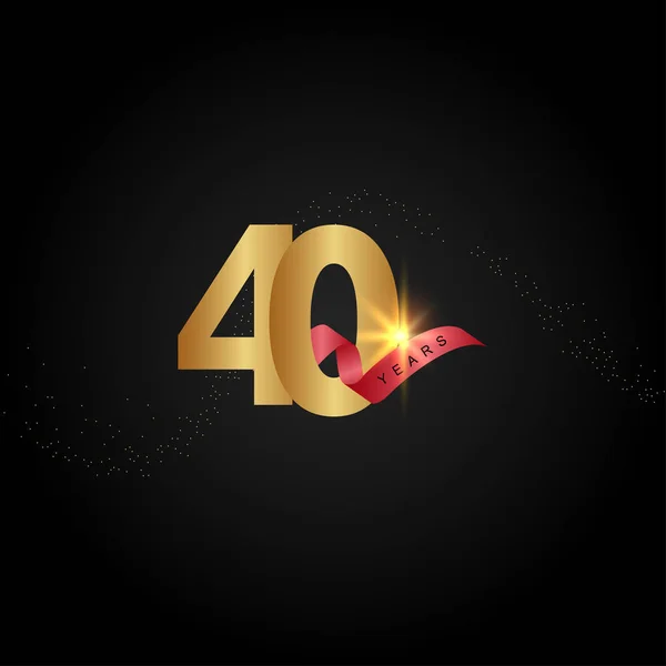 40 Jahre Jubiläumsfeier Gold Vector Template Design Illustration — Stockvektor