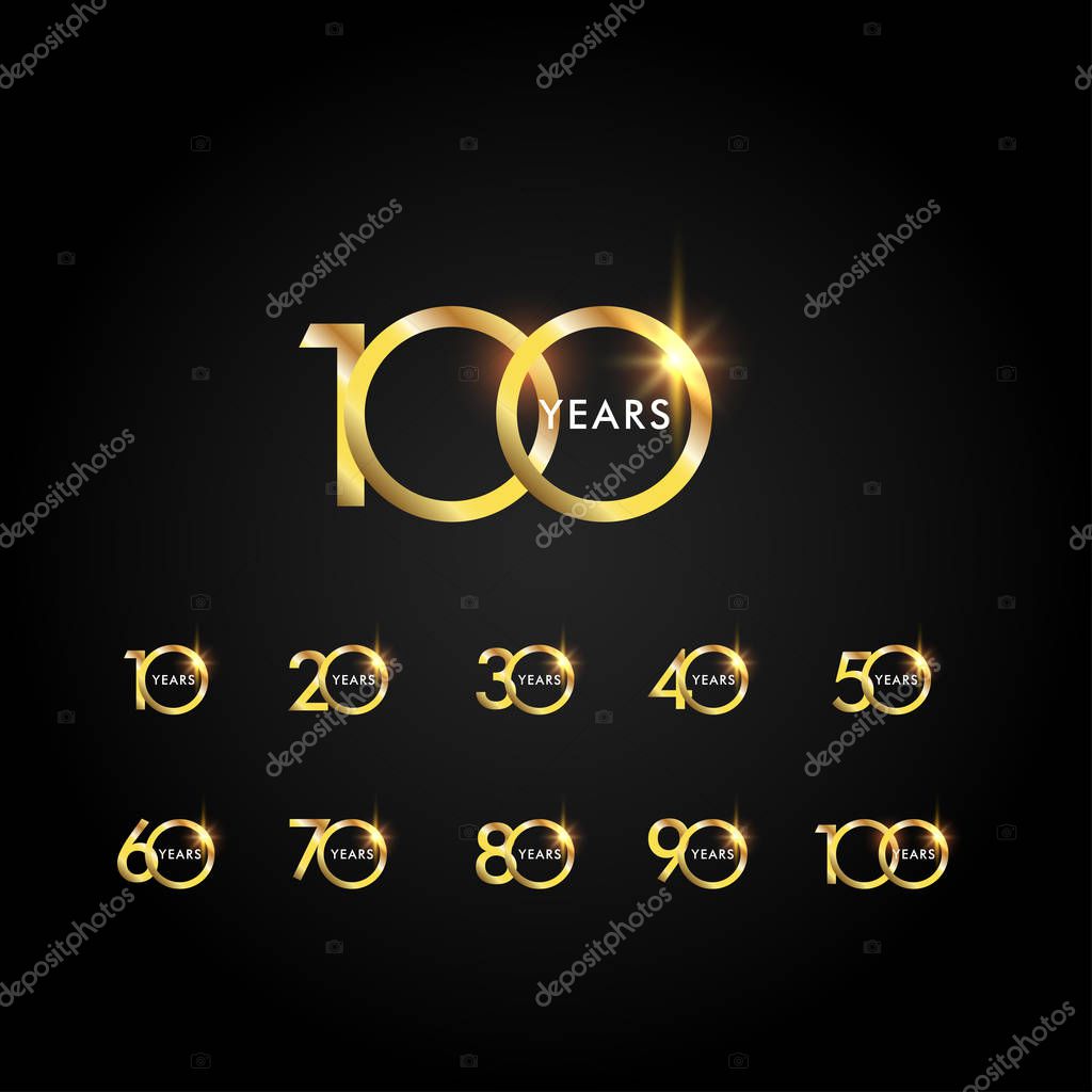 100 Years Anniversary Celebration Gold Vector Template Design Illustration